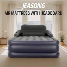 Air Mattress With Headboard And Cup Holder, Comfort Blow Up Mattress, Inflatable Mattress For Guests And Home, Colchon Inflable, Air Bed