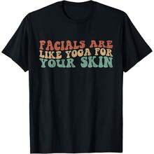 Vintage Facial es como Yoga para tu piel Camiseta de Esteticista, Estilo Y2903K Verano Parte Superior Holgada, Camiseta Informal para Exteriores, Hogar, Trabajo o Tiempo Libre, Tela de Algodón Puro Suave y Duradera, Diseño Retro y Suave, Un Regalo para, Camisa Fashionable y Cómoda para Viajes, Festivales o Fines de Semana - Negro - Ver 1