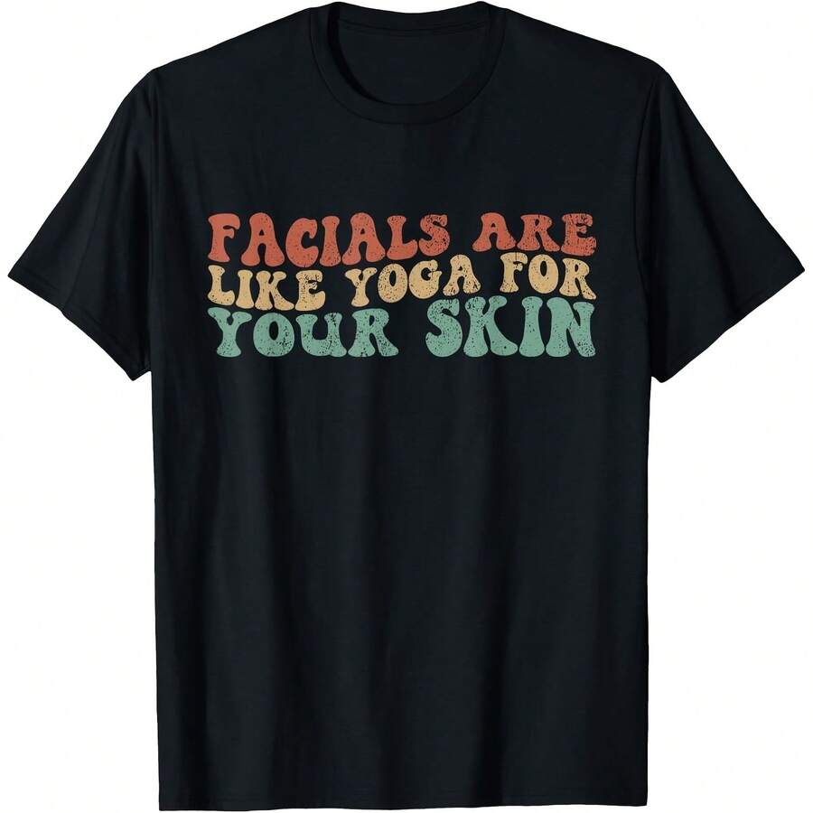 Vintage Facial es como Yoga para tu piel Camiseta de Esteticista, Estilo Y2903K Verano Parte Superior Holgada, Camiseta Informal para Exteriores, Hogar, Trabajo o Tiempo Libre, Tela de Algodón Puro Suave y Duradera, Diseño Retro y Suave, Un Regalo para, Camisa Fashionable y Cómoda para Viajes, Festivales o Fines de Semana - Negro - Ver 1