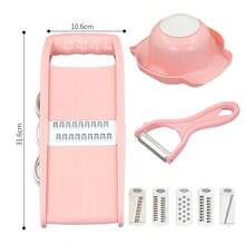 5 In 1 Mandoline Slicer For Kitchen, Vegetable Slicer Multi Blade Potato Chip, Veggie Slicer, Vegetable Cutter, Julienne Shredder And Peeler For Small Job In Kitchen - Pink - View 12