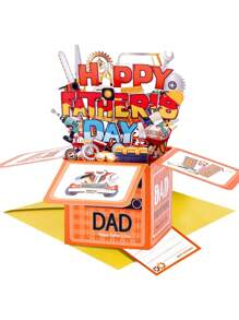 1pc Pop Up Fathers Day Cards For Dad 3D Tool Box Happy Fathers Day Pop Up Gift Card With Envelope For Dad Husband Papa Grandpa From Son Daughter Wife 3D Pop-Up Greeting Cards