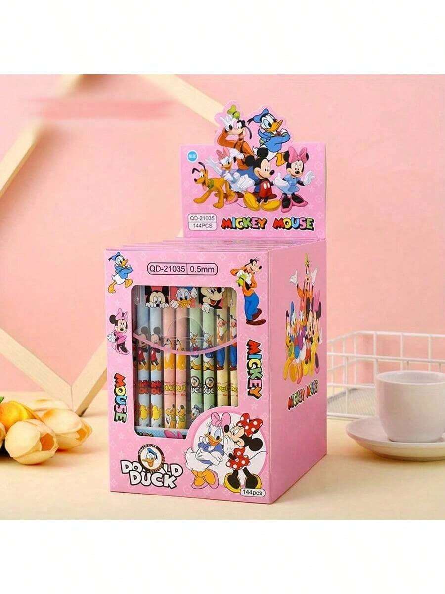 2/4/6/8/12pcs Mickey Mouse Style Erasable Neutral Pens, Cartoon Straight Ballpoint Pens, Stationery Set, Mickey Mouse House Design, Cute & High-Quality, Perfect For Graduation Gift, Birthday Gift