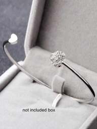 1 st minimalistiskt hjärtformat öppet armband med strass (ingen presentförpackning)