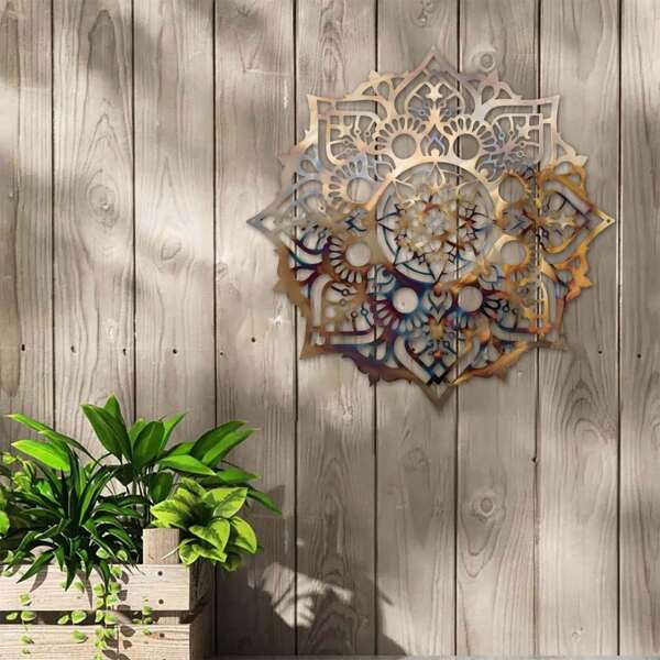 1pc, Colorful Mandala Metal Wall Art, 40 Cm/15.74 In, Home Farmhouse Decor Sculpture, Iron Mural Indoor & Outdoor Home Patio Balcony Decor, Elegant Hanging Ornament, Housewarming Gift Room Decor Bedroom Decor Home Decor Wall Decor