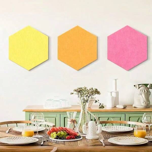 6pcs High Density Hexagon Felt Soundproof Wall Panels - For Bedroom, Office And Home Studio Echo And Noise Elimination, Enhanced Sound Clarity And Absorption, Can Also Be Used As Memo Board And Photo Backdrop, Great Holiday Gift