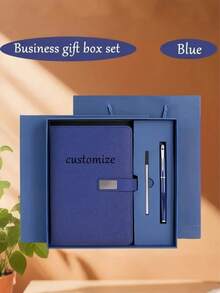 1set- Customized Personalized A5 Notebook Gift Set - High-End Red Business Stationery Box, Customizable Notebooks, Fashionable Metal Pens, And Refillable Ink Cartridges - Solid Color Theme, Blank Paper, Gift Bag Not Included, One-Click Customization Content - Multicolor - View 3