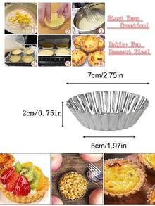 5/10/20/30pcs Reusable Aluminum Tart Molds, Suitable For Muffins, Cupcakes, Pudding, Non-Stick Baking Trays, 7cm Silver Baking Tools, Cake Pastry Molds - Silver - View 2