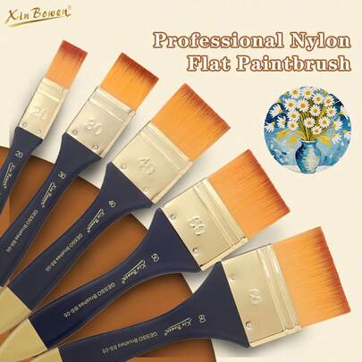 专业画笔 – 黑金色手柄，配密实尼龙毛和铝制套圈 – 扁平、圆形和斜角笔尖，适用于丙烯、油画和水彩 – 适合学生、初学者和艺术家的美术用品 – 返校必备