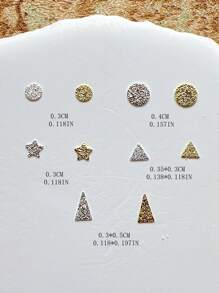 Matte Metal Nail Decor Flat Rivet, Circle, Triangle, Pentagram Studs, Minimalist Metal Nail Art Accessories