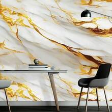 1 Roll Marble Pattern Self-Adhesive Wallpaper - Luxury Gold Foil Wallpaper, Waterproof, Oil-Resistant, Heat-Resistant, Easy To Apply And Remove, Suitable For Kitchen Cabinets, Countertops, Bathroom Vanity Renovations And Decoration - Multicolor - View 5