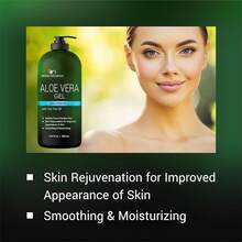 Gel de Aloe Vera - Hecho con 100% Aloe Orgánico Infundido con EGF, Células Madre, Aceite de Romero - Hidratante Natural para Rostro, Body y Cabello. Para Quemaduras de Sol, Acné y Granitos. 16.9 Fl Oz - Aceite de romero + EGF - Ver 3