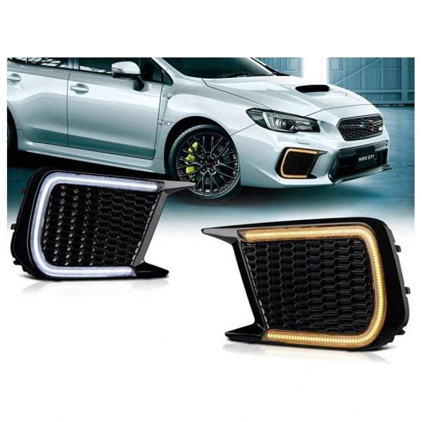 Daytime Running Light DRL Fog Light Bezel For Subaru WRX/WRX STI 2018-2021, LED Dynamic Switchback Sequential White DRL Amber Turn Signal Fog Light Assembly Replaces #57731VA380, 57731VA390