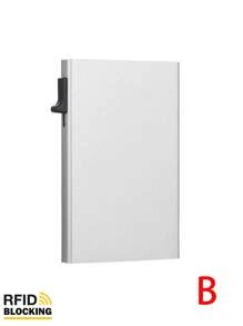1pc Men's Aluminum Card Holder ID RFID Credit Card Holder Side Push Automatic Pop-Up Bank Card Box Intelligent Detachable Mini Card Bag Holiday Gift For Father Daily Use