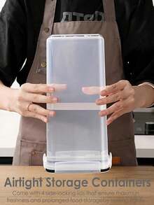 9pcs Storage Containers,Complete Food Storage Containers With LIDS, Clear Food Jars, Moisture-Proof Sealed Crisper For Cereals, Rice, Pasta, Tea, Nuts And Coffee Beans, Plastic Food Storage Jars, Home Kitchen Serving Items - Black and White - View 8