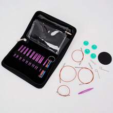 Set de agujas circulares intercambiables para tejer 9 pares de 3mm-6mm/0.12in-0.24in, agujas circulares de aluminio para tejer a mano DIY, color púrpura, agujas para tejer mangas de suéter