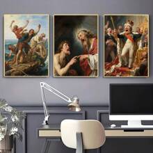 1pc Wall Arts Posters Optional Frame Vintage Classic Oil Painting Decorative Hanging Paintings, Many Characters, Decorative Oil Paintings.