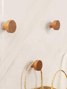 1/2/4 Piezas Ganchos de pared de madera fáciles de instalar, ganchos de montaje en pared con formas geométricas para colgar ropa, abrigos, sombreros, bufandas, toallas en el dormitorio, tiradores de gabinete de madera autoadhesivos creativos para decoración del hogar, baño, organizador de baño, decoración de otoño, de vuelta a la escuela