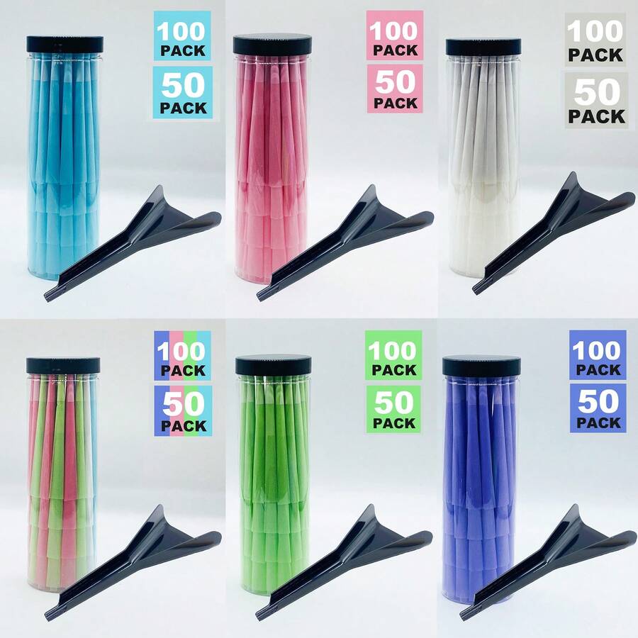 200/100/50+1-Pack Rainbow Rolling Papers , Natural Pre Rolled Rolling Paper, KingSize Rolled Paper 110mm, Tips & Packing Tubes Included - Cigarette Rolling Papers Smoking Accessaries - 彩色 - 查看 1