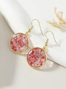 1pair Vacation Style Fairy Red/Pink/White/Purple/Blue Real Flower Earrings For Women, Perfect For Daily Wear Valentines