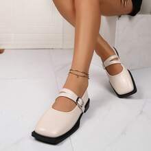 Eleganti ballerine quadrate alla moda, scarpe Mary Jane traspiranti e leggere per donna, scarpe casual piatte per matrimoni, feste, vacanze e ufficio, regalo per signora - Bianco - Visualizzare 2