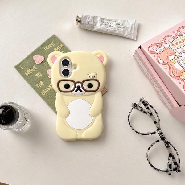 Sanrio Nuova custodia per telefono siliconica antiscivolo con grafica divertente e carina a tema orsetto 3D, adatta per 16/15, 14/13 Promax, 7/8 Plus/XR/XS/XS Max/11/12/12 Pro/13/13 Pro/14/14 Pro/15 ProMax/16 ProMax - adatta a coppie