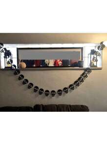 1 pieza Guirnalda decorativa de calavera negra de 98 pulgadas, adecuada para Halloween, boda gótica, cumpleaños, festival de Halloween, decoración de ambiente, fiesta temática, decoración de jardín al aire libre