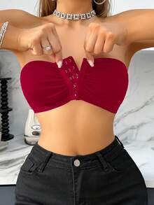 3pcs/Set Multi-Color Front Button Bras, Strapless Seamless Bra With Wireless And Single Layer No Shoulder Strap, Tube Top For Women - Multicolor - View 10