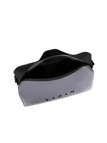 Casual Color Block Cylindrical Sport Shoulder Bag, Casual Letter Pattern Cylindrical Sport Gym Bag, Portable Zipper Light-Weight Hand Carry Bag Fashionable Unisex Everyday Use, Light-Weight Large Capacity Luggage Bag, Training Bag - Grey - View 5