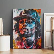 1 件老式说唱歌手艺术作品，嘻哈音乐艺术，复古街头风格，音乐明星说唱歌手海报，适合音乐爱好者和城市装饰，数码打印，无框 - 彩色 - 查看 2