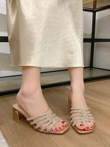Fashionable Women High Heels Sandals, Simple And Practical Multipurpose - Champagne - View 1