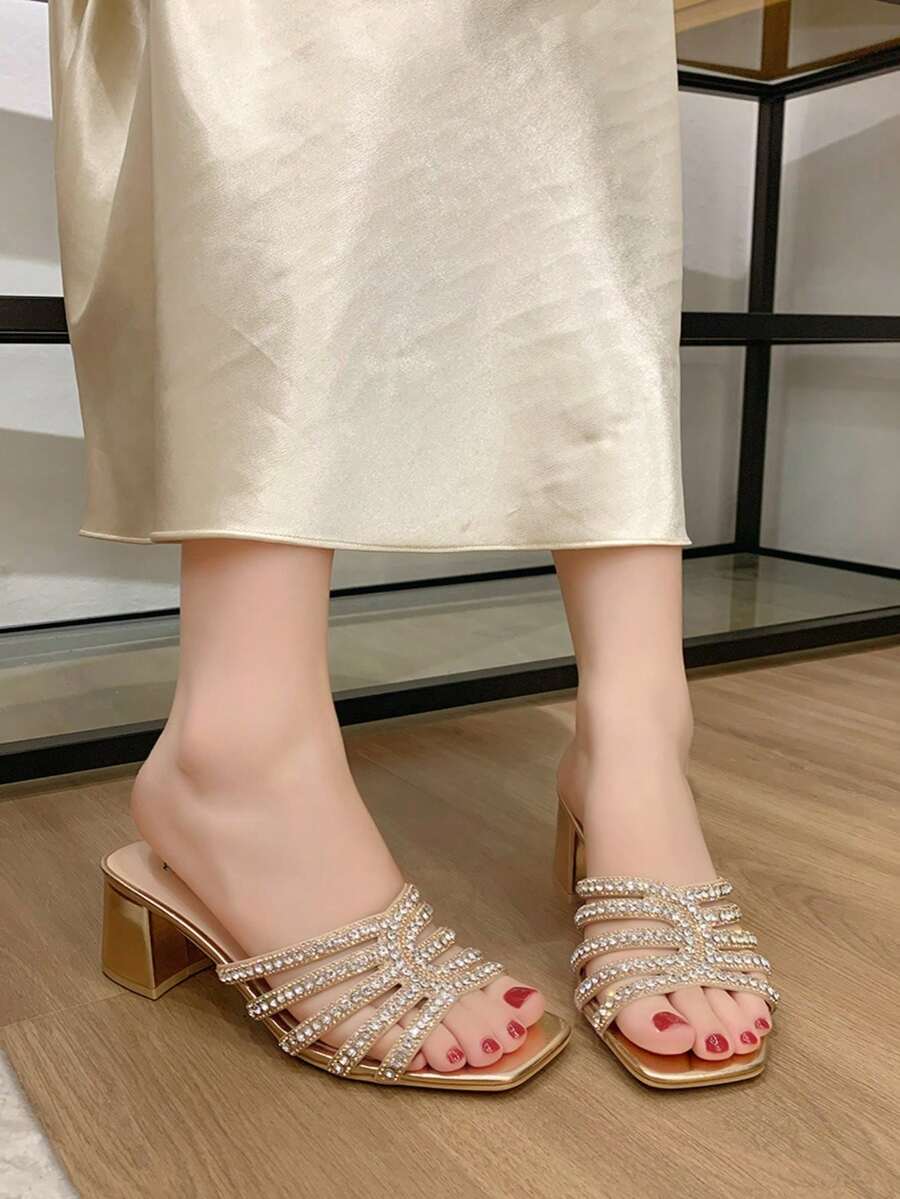 Fashionable Women High Heels Sandals, Simple And Practical Multipurpose - Champagne - View 1