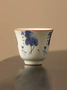 1 Stück/1 Set Ru-Brennöfen blühende Blumen Teetasse, Keramikmaterial, luxuriöser retromoderner Kung-Fu-Tee-Zeremonie-Becher, elegante Teetasse zum Empfangen von Gästen und Freunden, Geschenkbox-Verpackung zum Verschenken, geeignet für Nachmittagstee und Kaffee zum Schulbeginn