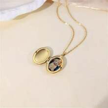[Personalizado] Colar com moldura oval para fotos, você pode abrir e imprimir o pingente de moldura em forma de O, colar com corrente, acessórios de joias, casamento, animal de estimação, dia das mães, dia dos pais, presente de casal