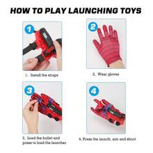 儿童蜘蛛网射击器、蜘蛛英雄腕带发射器、趣味儿童男孩派对玩具、蜘蛛手套人射击玩具、亲子互动玩具、男孩儿童角色扮演服装生日礼物 - 彩色 - 查看 6