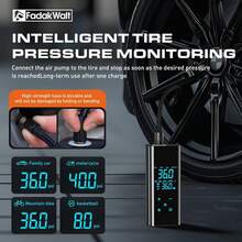 FADAKWALT Portable Air Compressor Pump With Digital Pressure Gauge And Auto Shut-Off, Tire Inflator For Car Tires, Bicycles, Motorcycles And Sports Equipment - 黑色 - 查看 4