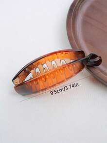 2 件复古优雅豹纹香蕉发夹发夹，垂直发夹，发饰 - 彩色 - 查看 3