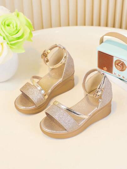 1 Pair Girls' Summer New Platform Sandals, Fashionable Soft Bottom Open Toe Anti-Slip Strap Versatile Thick-Soled Sandals