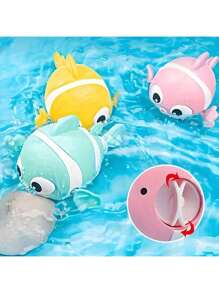 1 pieza Juguete de payaso de cuerda de colores, apropiado para niños y niñas, juguete de agua - Duradero ABS, excelente para el baño y juegos al aire libre, disponible en rosa, azul, amarillo - Regalo ideal para Halloween y Navidad, apropiado para bebés de 12M+, lindo pez que se arrastra para juegos de agua en la bañera, alberca, playa, juguete de baño para niños, regalos de cumpleaños