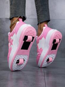 Scarpe da pattinaggio 2-in-1 rimovibili per bambini, sneaker da moda unisex basse con rotelle, durevoli e antiscivolo, adatte per attività all'aperto