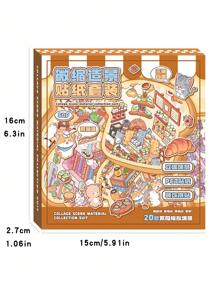 61 piezas Pegatinas decorativas DIY para casa, pegatinas de paisajismo, pegatinas de escena (incluye 20 escenas, 40 hojas de material, 1 pinza, 1 imagen de referencia), pegatinas de miniatura 3D de casa y paisaje micro para manualidades DIY, pegatinas de paisaje, pegatinas de libro, pegatinas de clasificación de escenas de casas pequeñas, reutilizables, disponibles en varios tamaños