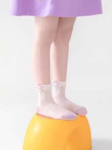 5 pares de calcetines de malla para niñas, ligeros, con lindos patrones florales y de conejo, adecuados para niñas de 1 a 16 años, para el verano - Multicolor - Ver 3