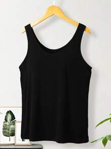 Plus Size Tank Top, Versatile Outerwear With Built-In Padded Bra