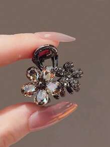 2 pièces Accessoires pour cheveux en alliage, strass et cristal avec décoration florale, élégants pour chignon. Petits clips à cheveux romantiques et luxueux convenant pour le quotidien, le travail et les soirées formelles