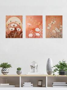 3 Pieces Nature Inspired Poster, Subtle Colors Paintings, Contemporary Decor Art Prints, Minimalist Canvas Print Wall Painting, Floral Print Room Aesthetic, Elegant Wall Arts, Wall Art, Room Aesthetic, Posters, Ideal Gift, Optional Framed ,Wall Art With Frame