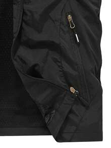 男士户外多用途工装背心，钓鱼摄影休闲夹克，多口袋，春夏 - 黑色 - 查看 5