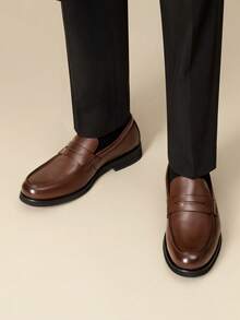 Men's Penny Loafers Slip-On Driving Shoes For Daily Classic & Concise Business Shoes - Coffee Brown - View 5