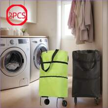 2PCS Portable Roller Laundry Basket With Wheels - Oxford Cloth Laundry Basket In Multiple Colors, Foldable With Handle, Used For Clothes, Towels, And Toys - A Removable Storage Solution For Travel, Dormitory, Bedroom, And Bathroom, Laundry Accessories, Laundry Basket.