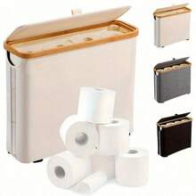 1pc Toilet Paper Basket - Toilet Paper Storage - The Ultimate Bathroom Organizer - Bamboo Storage Basket, Toilet Paper Organizer Basket, Bathroom Accessories Holder - Toilet Paper Bin - Toilet Paper Storage - View 1