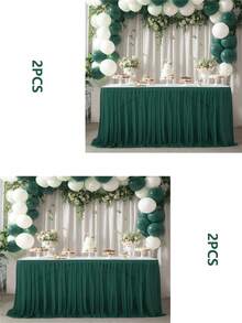 1pc Polyester Table Skirt, Suitable For Rectangular Tables, Wrinkle Resistant & Easy To Clean Ruffled Table Cloth, Ideal For Birthday Cake Tables, Banquets, Weddings, Bridal Showers And Various Party Celebrations - Multicolor - View 41