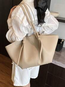 Fashionable Simple Large Capacity Shoulder Bag, High-End Litchi Texture, 2025 New Underarm Small Bag, Versatile Commuter Tote Bag